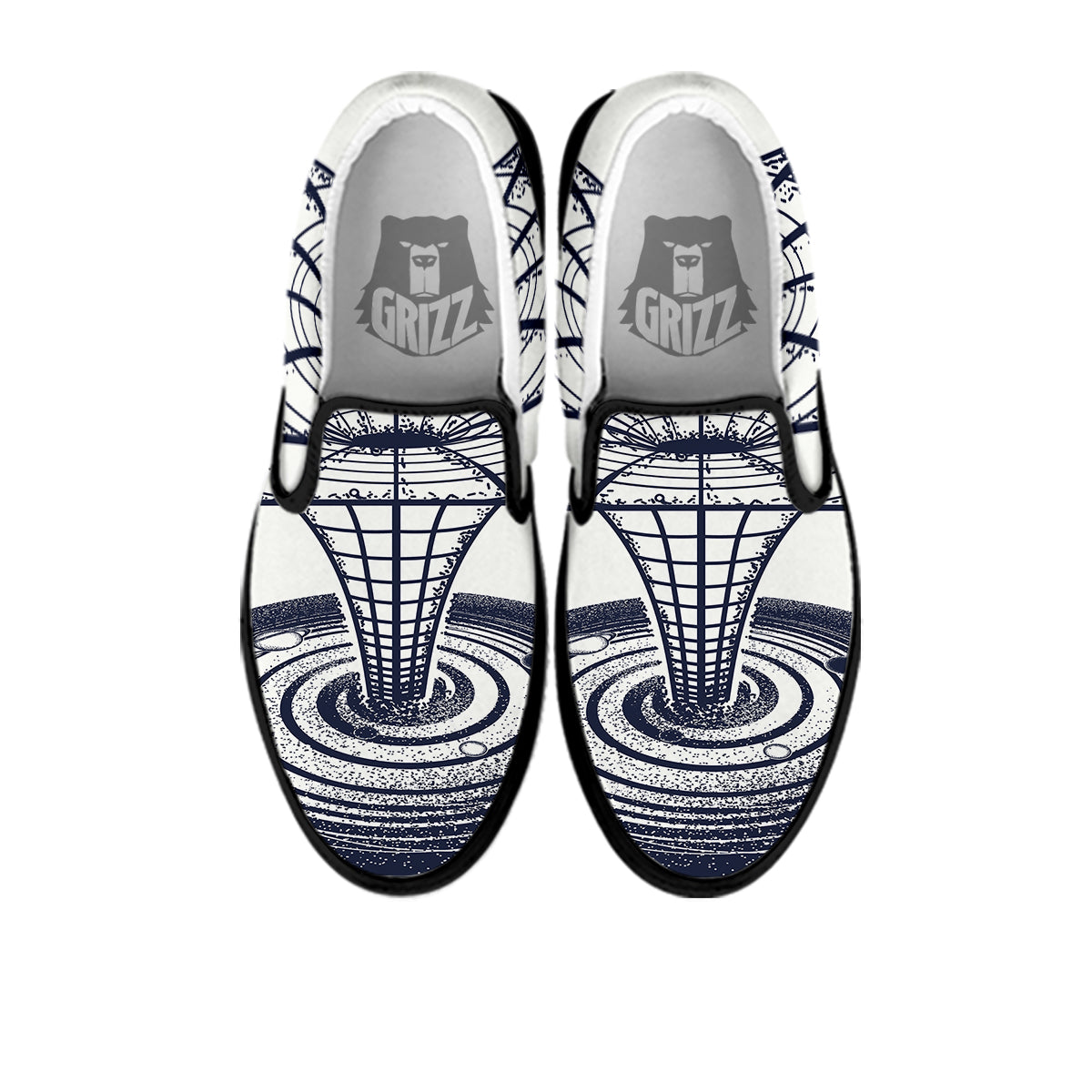 Black Hole Tattoo Print Black Slip On Shoes-grizzshop