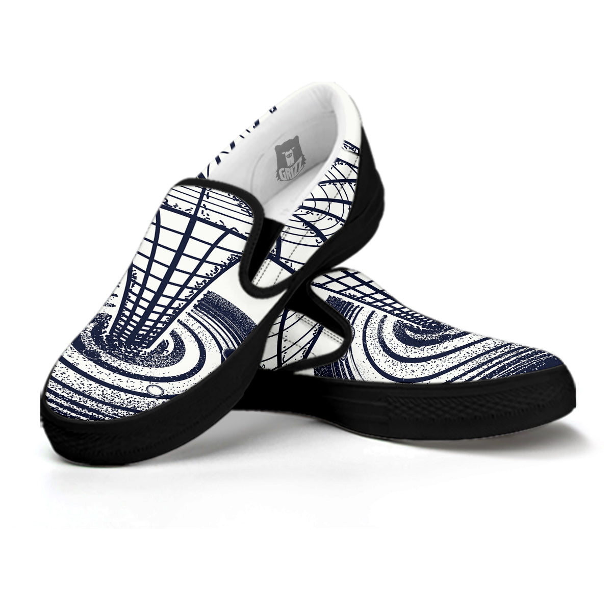 Black Hole Tattoo Print Black Slip On Shoes-grizzshop