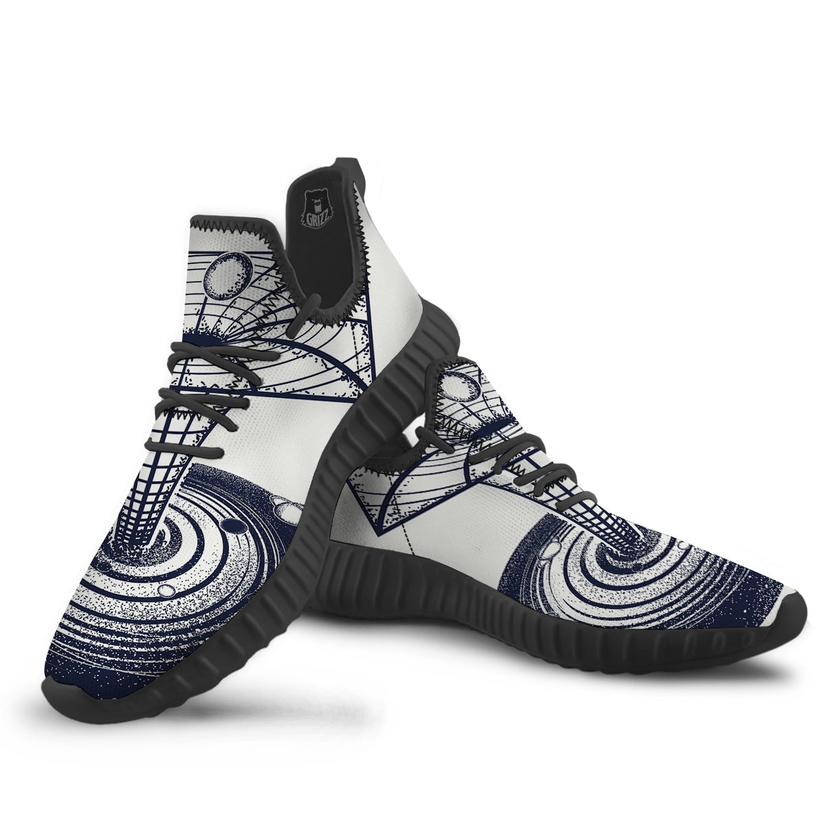 Black Hole Tattoo Print Black Walking Shoes-grizzshop