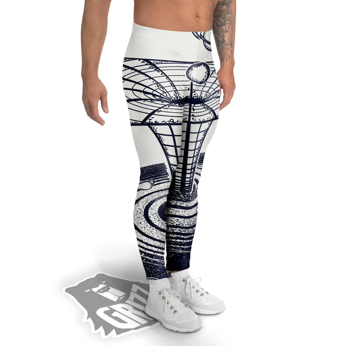 Black Hole Tattoo Print Men's Leggings-grizzshop