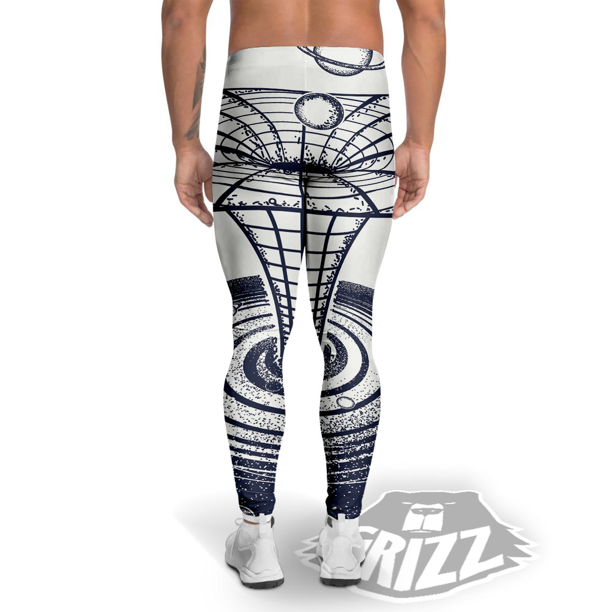 Black Hole Tattoo Print Men's Leggings-grizzshop