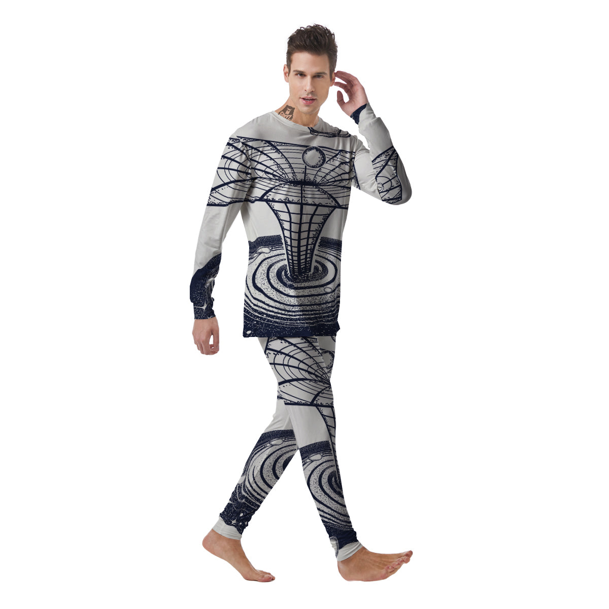 Black Hole Tattoo Print Men's Pajamas-grizzshop