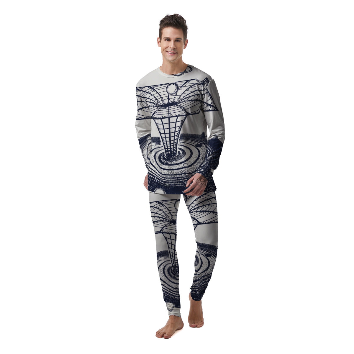 Black Hole Tattoo Print Men's Pajamas-grizzshop