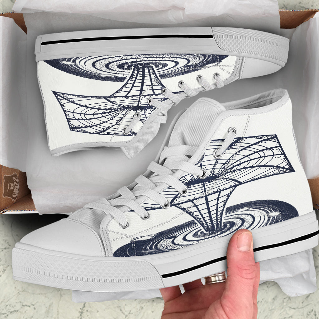 Black Hole Tattoo Print White High Top Shoes-grizzshop