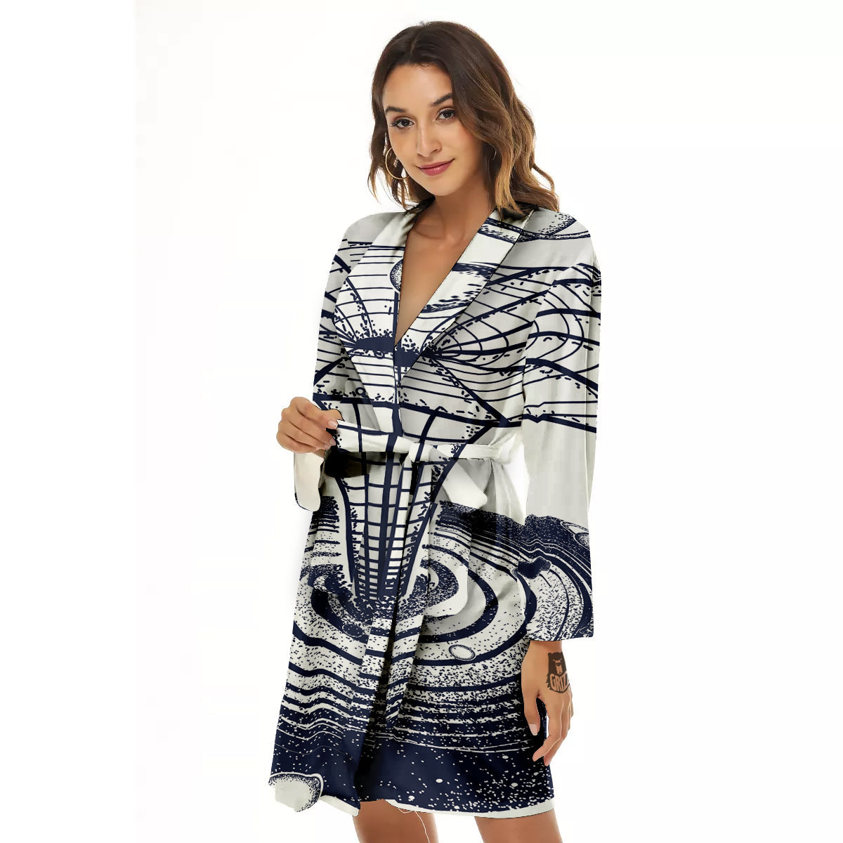 Black Hole Tattoo Print Women's Robe-grizzshop