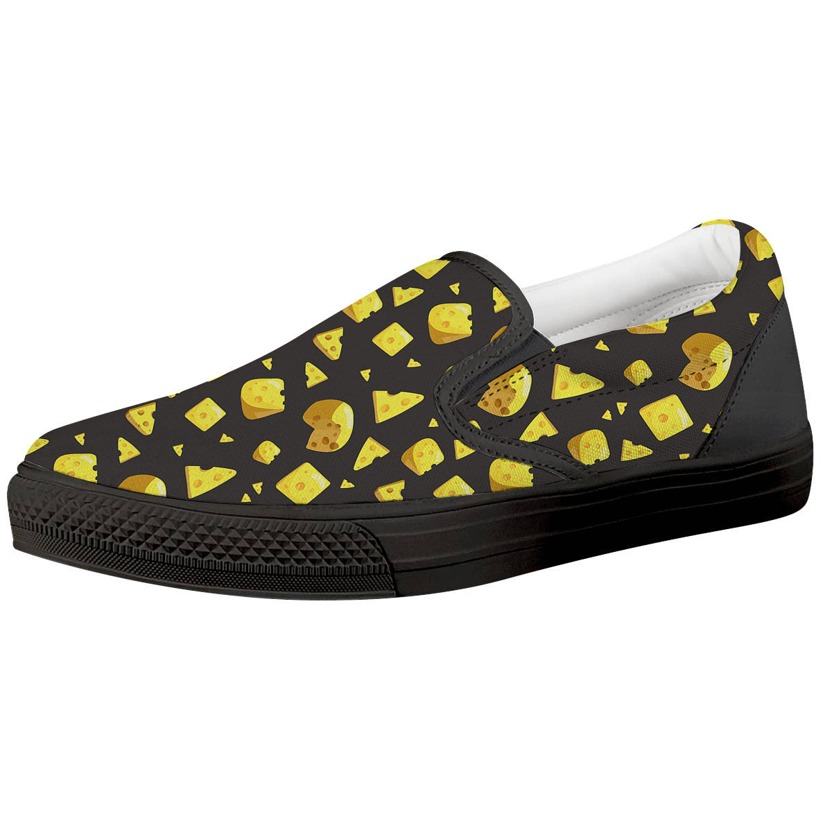 Black Holes And Cheese Print Pattern Black Slip On Shoes-grizzshop