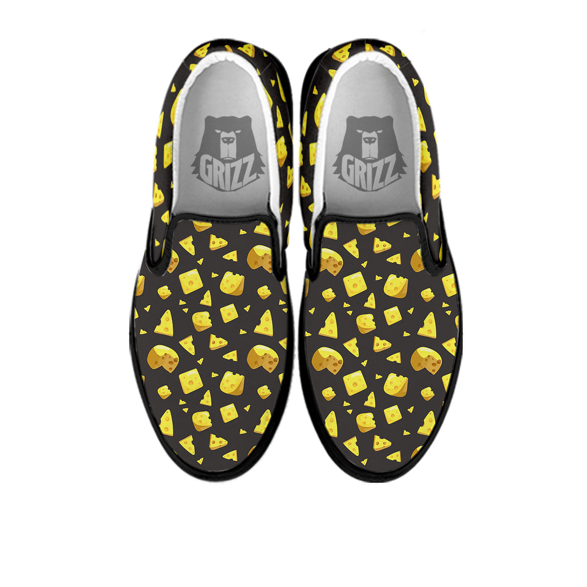 Black Holes And Cheese Print Pattern Black Slip On Shoes-grizzshop