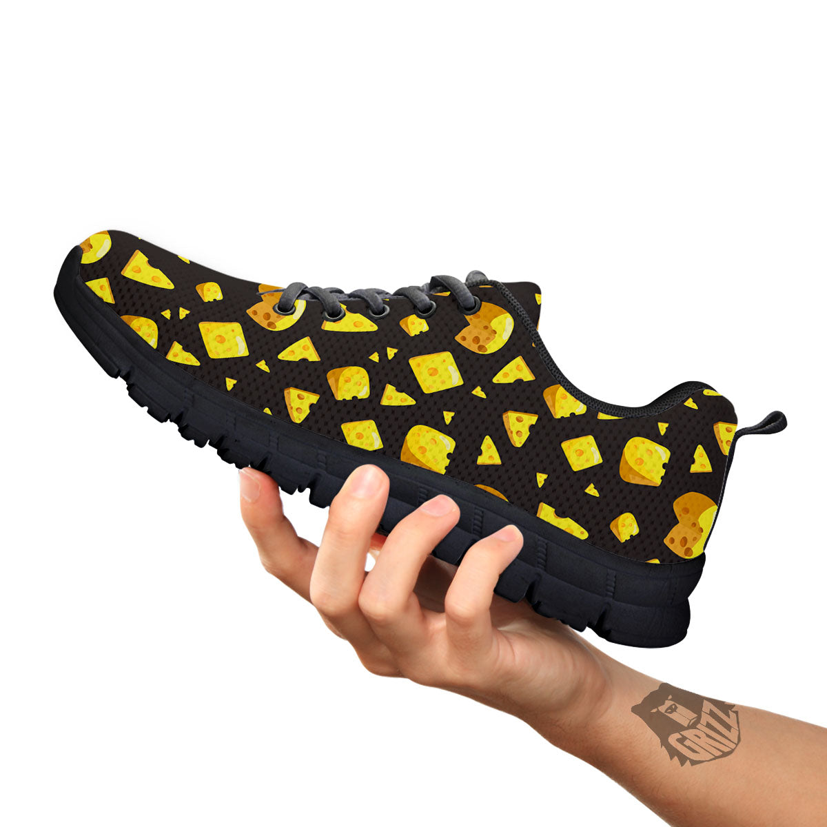 Black Holes And Cheese Print Pattern Black Sneaker-grizzshop