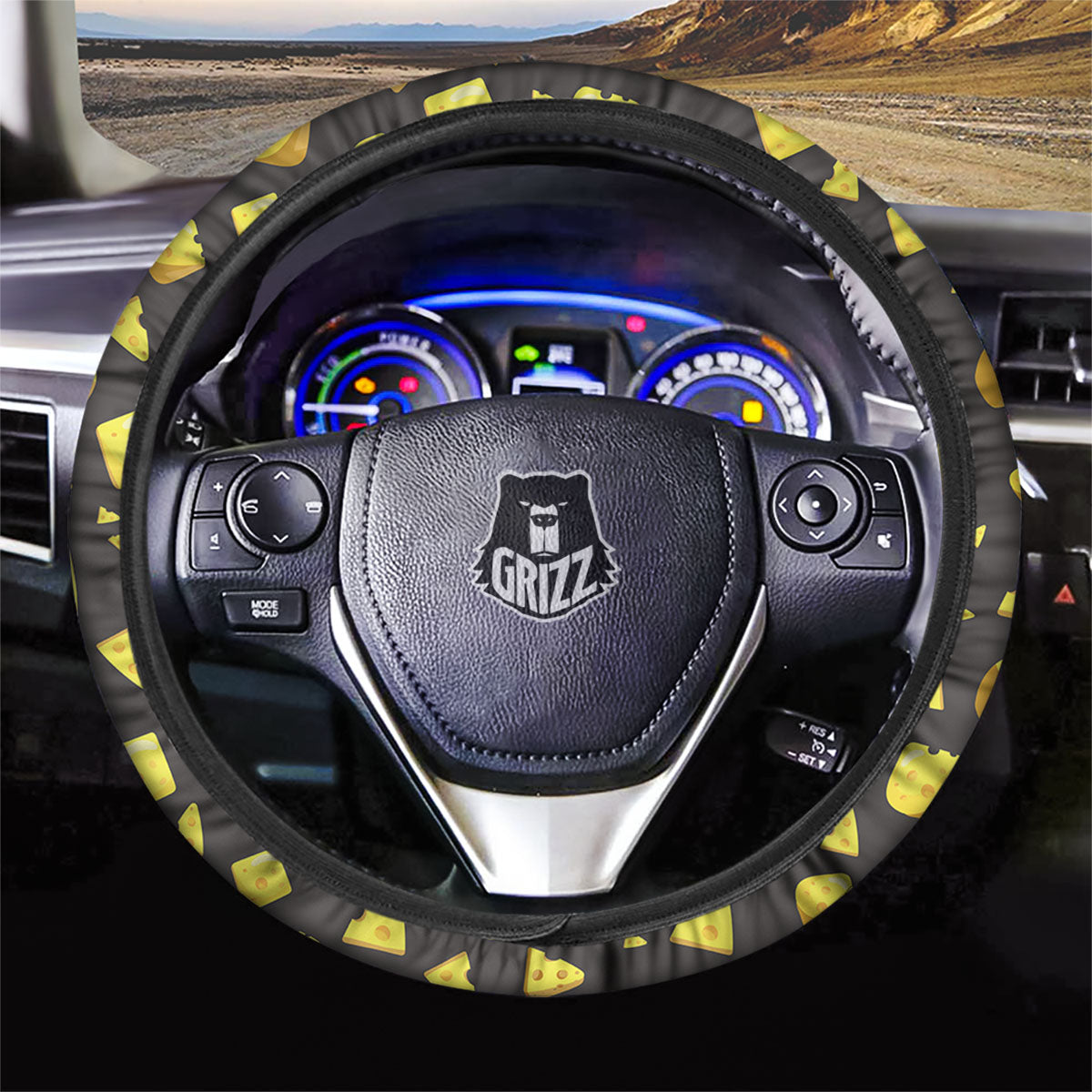 Black Holes And Cheese Print Pattern Car Steering Wheel Cover-grizzshop