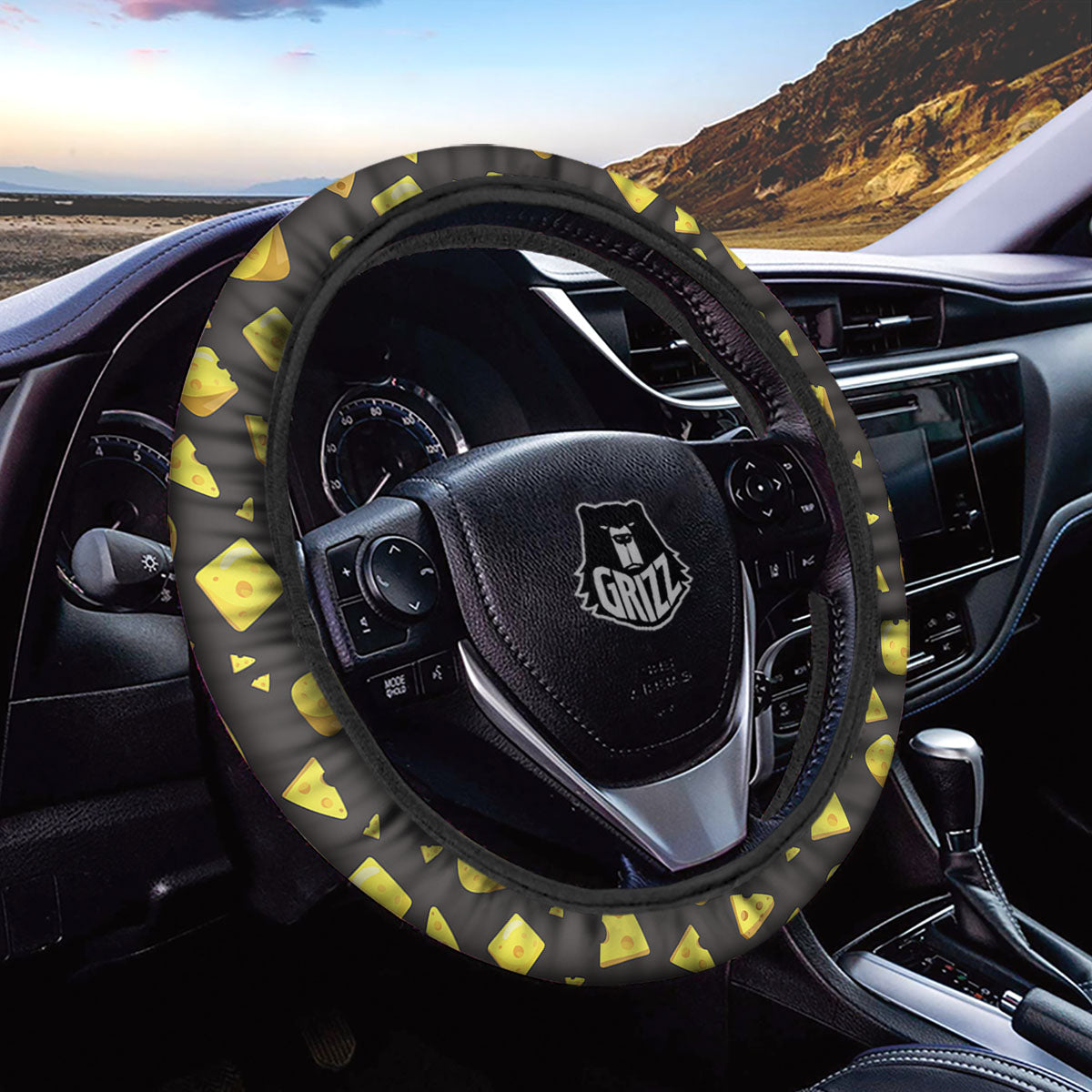 Black Holes And Cheese Print Pattern Car Steering Wheel Cover-grizzshop