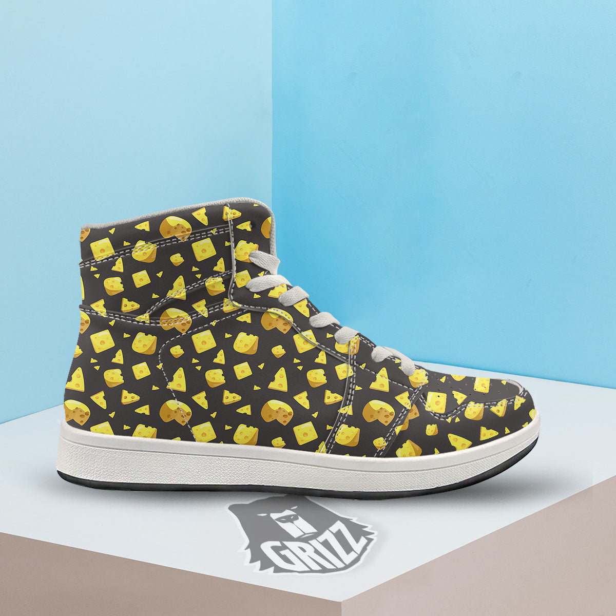 Black Holes And Cheese Print Pattern High Top Sneakers-grizzshop