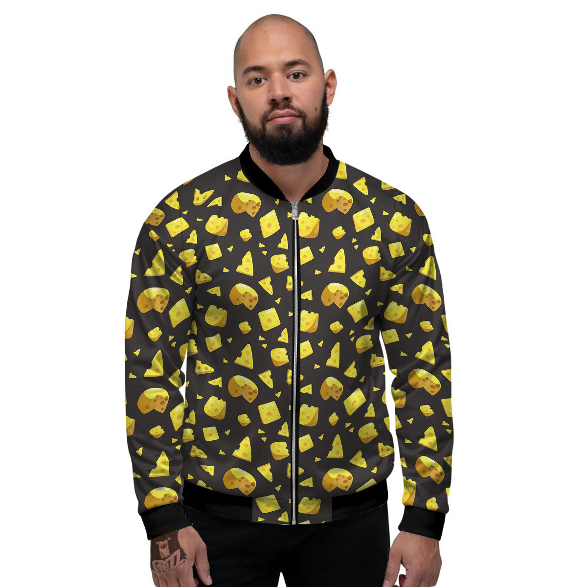 Black Holes And Cheese Print Pattern Men's Bomber Jacket-grizzshop