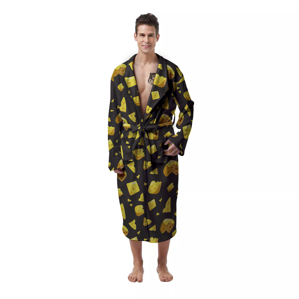 Black Holes And Cheese Print Pattern Men's Robe-grizzshop