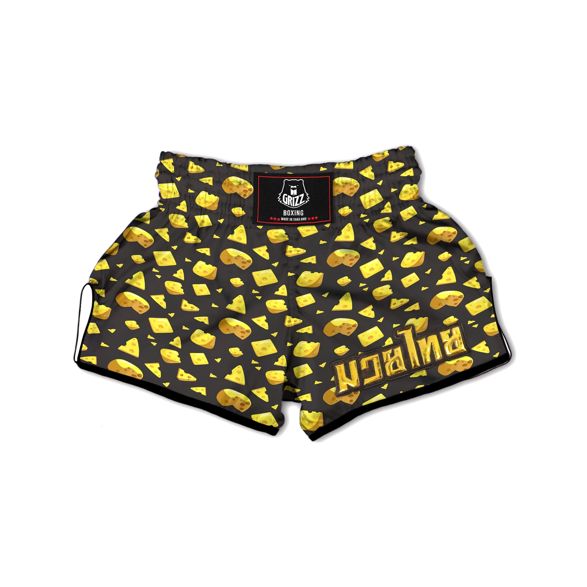 Black Holes And Cheese Print Pattern Muay Thai Boxing Shorts-grizzshop