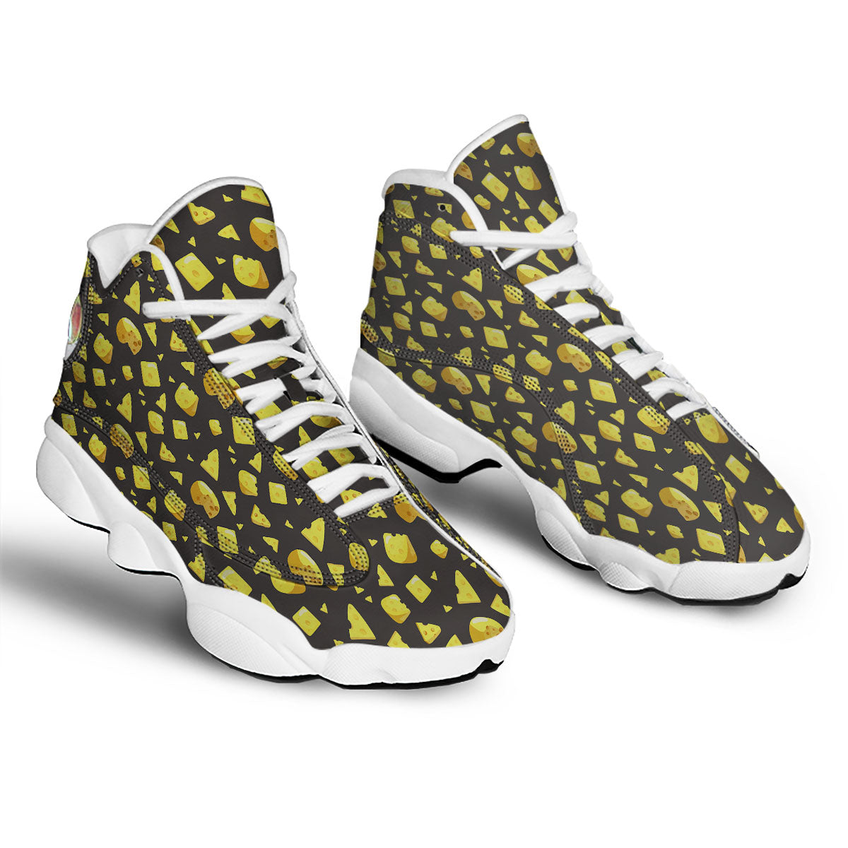 Black Holes And Cheese Print Pattern White Basketball Shoes-grizzshop