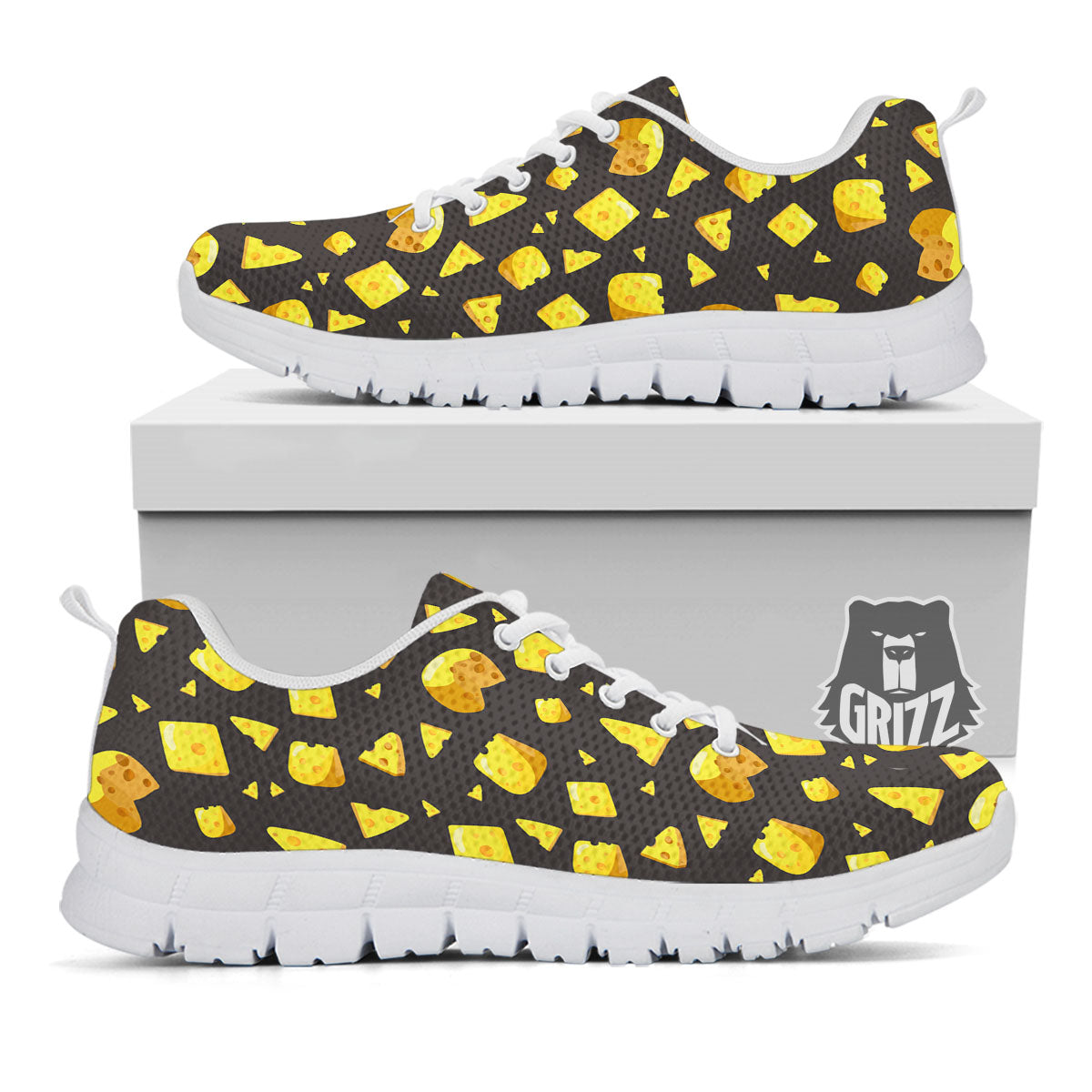 Black Holes And Cheese Print Pattern White Sneaker-grizzshop