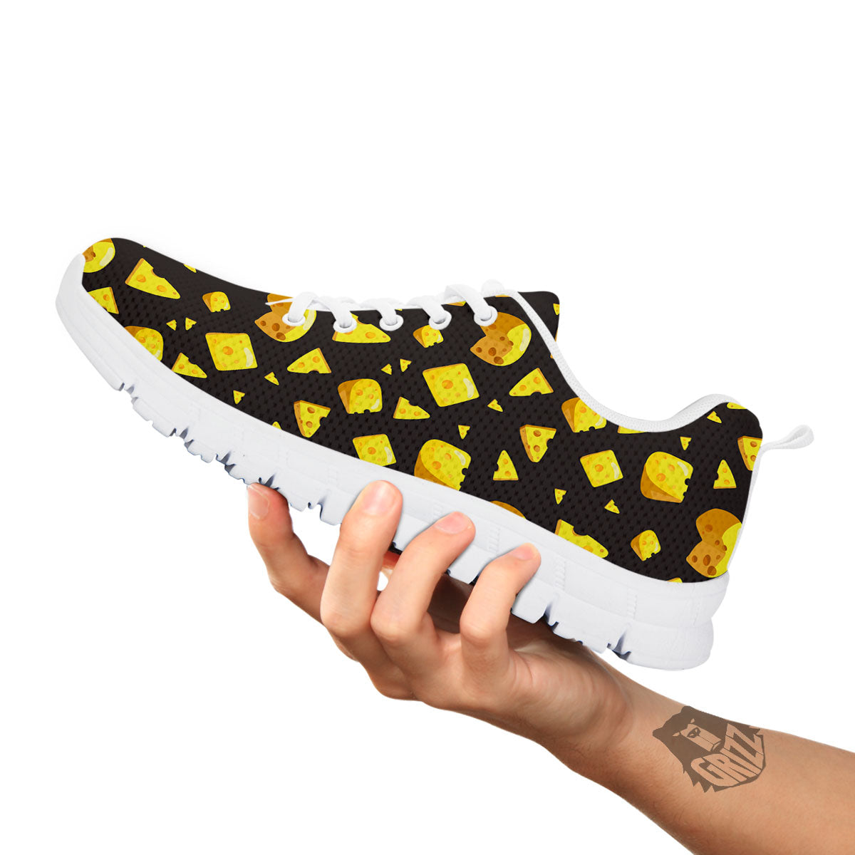 Black Holes And Cheese Print Pattern White Sneaker-grizzshop