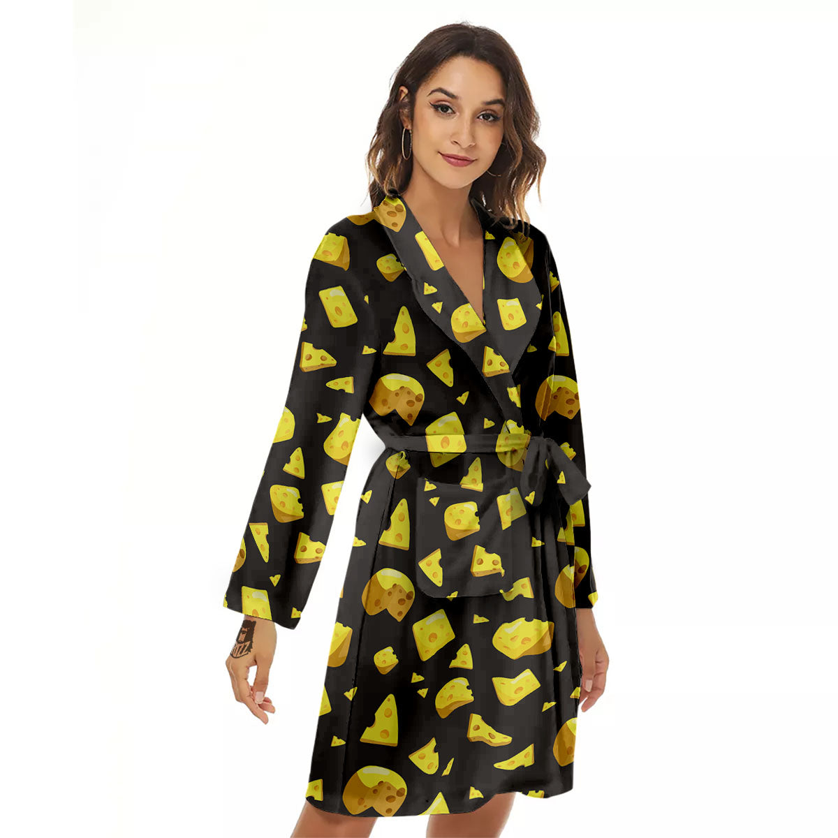 Black Holes And Cheese Print Pattern Women's Robe-grizzshop