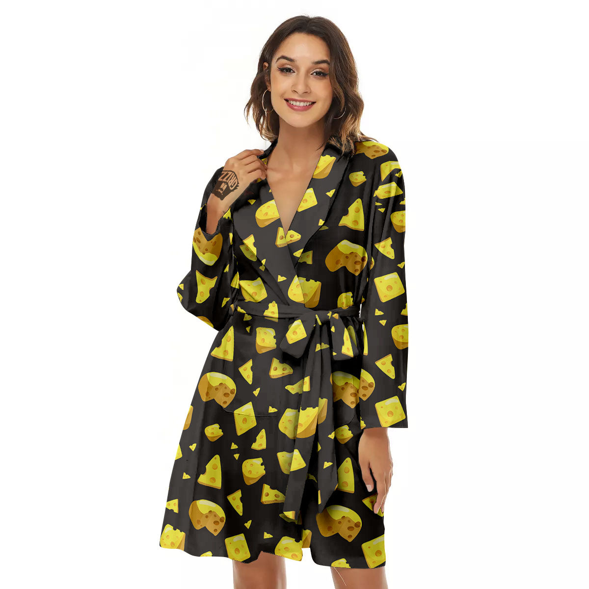 Black Holes And Cheese Print Pattern Women's Robe-grizzshop