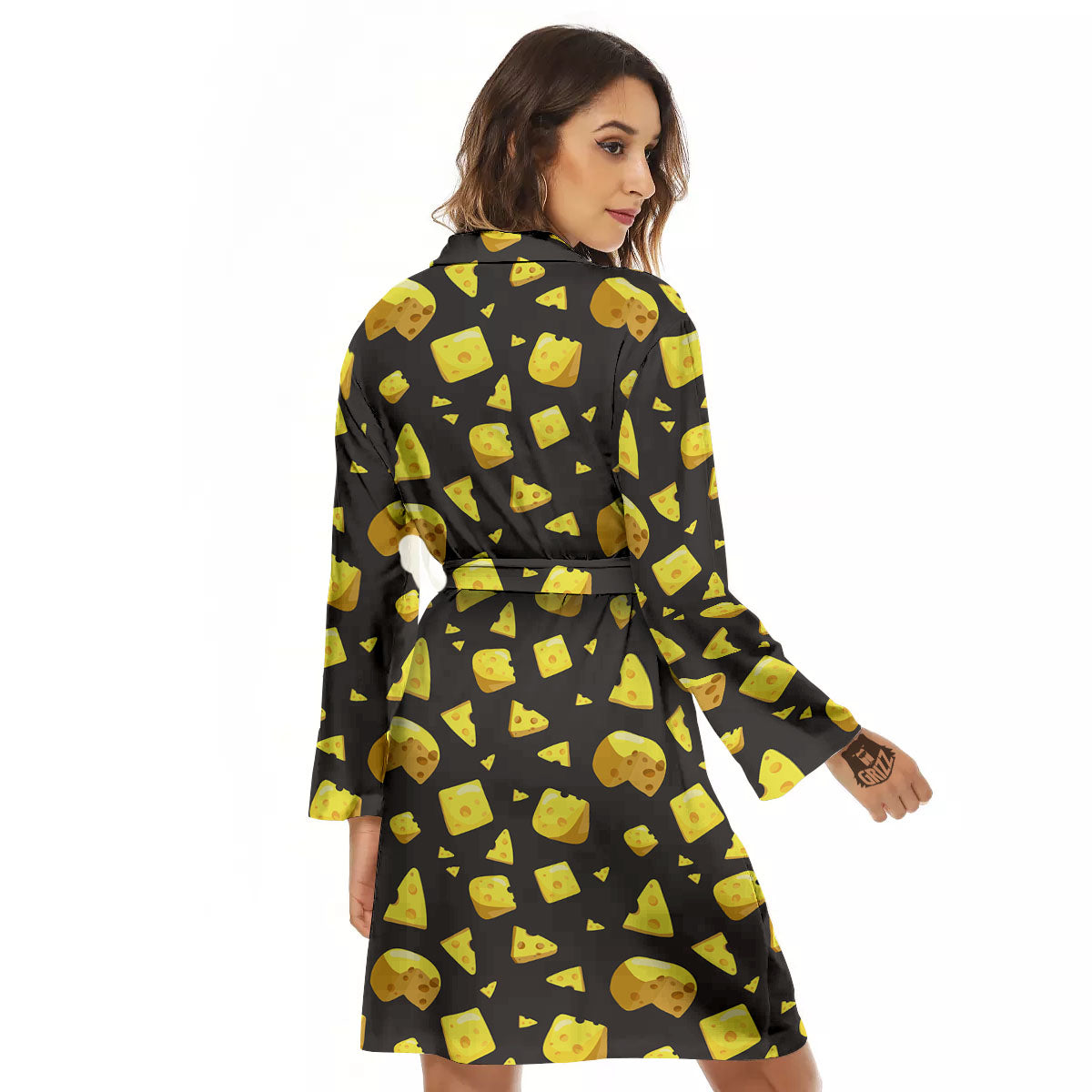 Black Holes And Cheese Print Pattern Women's Robe-grizzshop