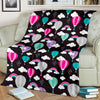 Black Hot Air Balloon Pattern Print Blanket-grizzshop