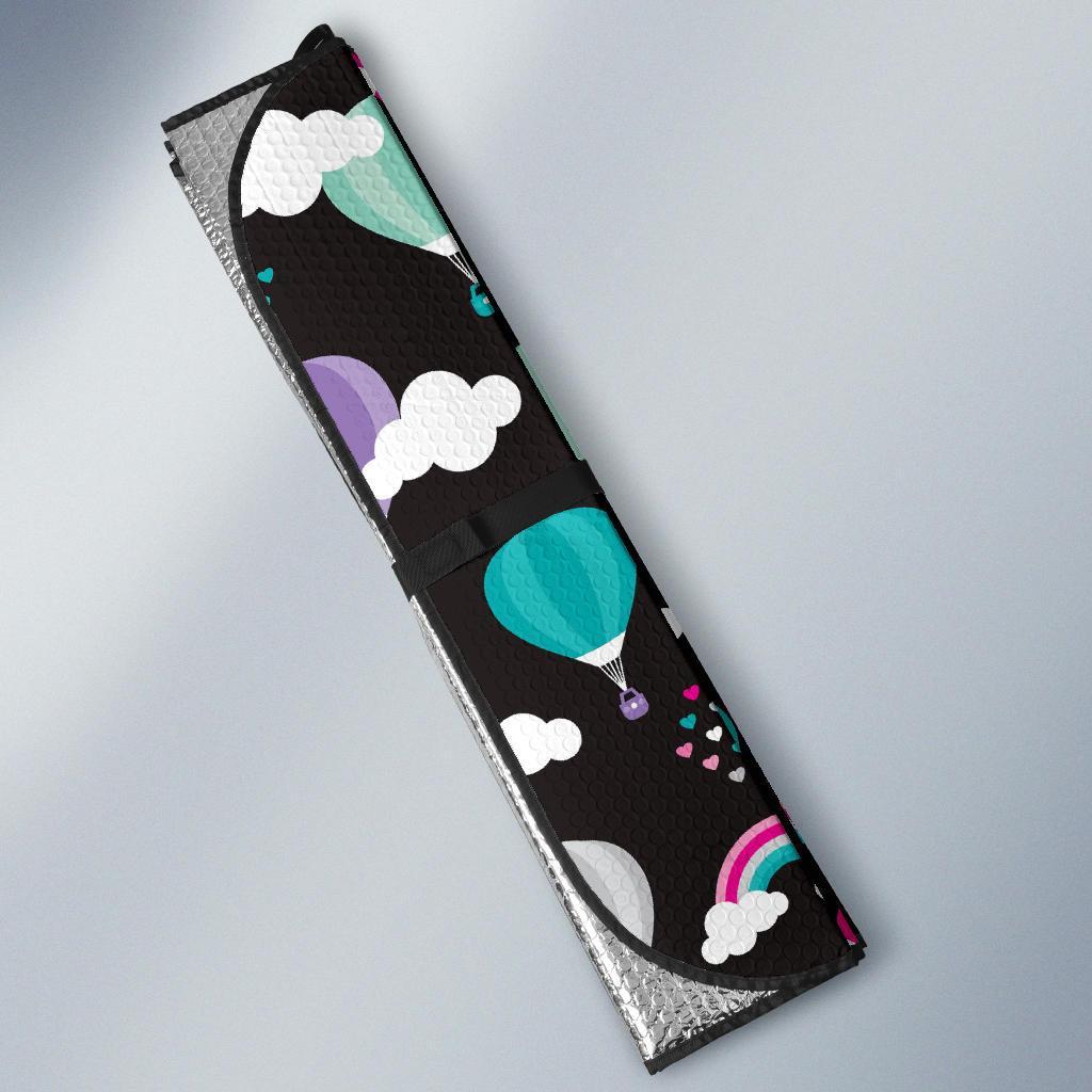 Black Hot Air Balloon Pattern Print Car Sun Shade-grizzshop