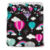 Black Hot Air Balloon Pattern Print Duvet Cover Bedding Set-grizzshop