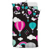 Black Hot Air Balloon Pattern Print Duvet Cover Bedding Set-grizzshop