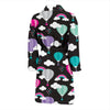 Black Hot Air Balloon Pattern Print Men Long Robe-grizzshop