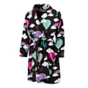 Black Hot Air Balloon Pattern Print Men Long Robe-grizzshop