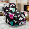 Black Hot Air Balloon Pattern Print Recliner Cover-grizzshop