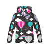 Black Hot Air Balloon Pattern Print Women Pullover Hoodie-grizzshop