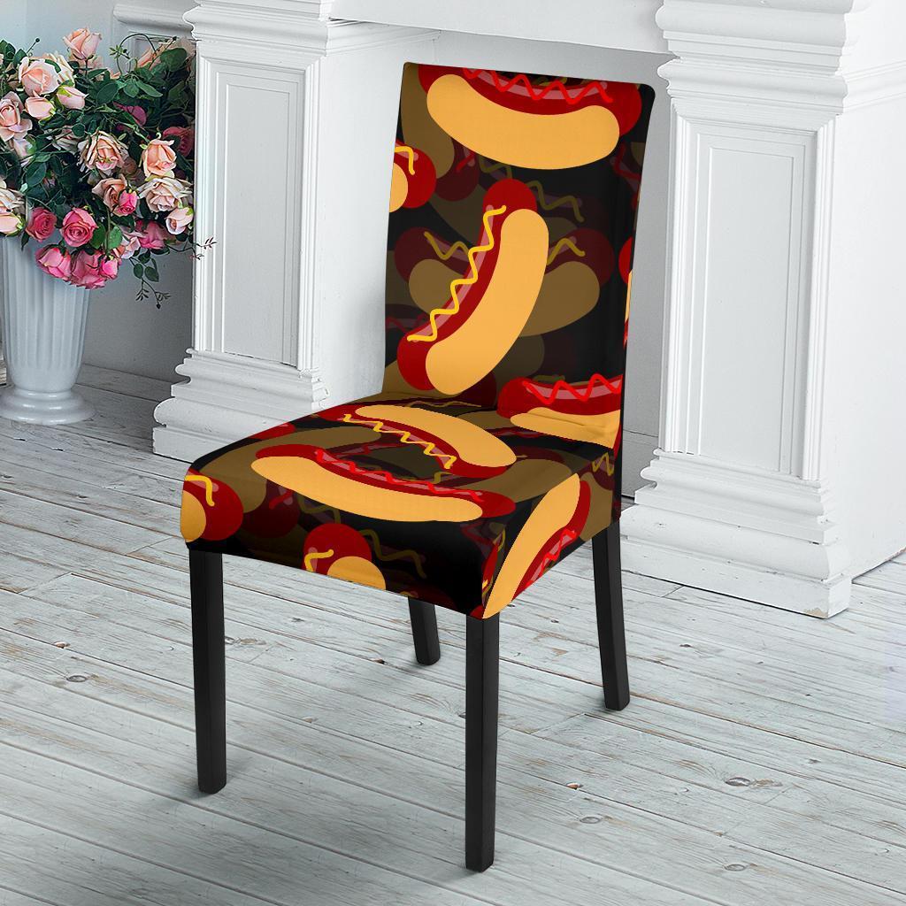 Black Hot Dog Pattern Print Chair Cover-grizzshop