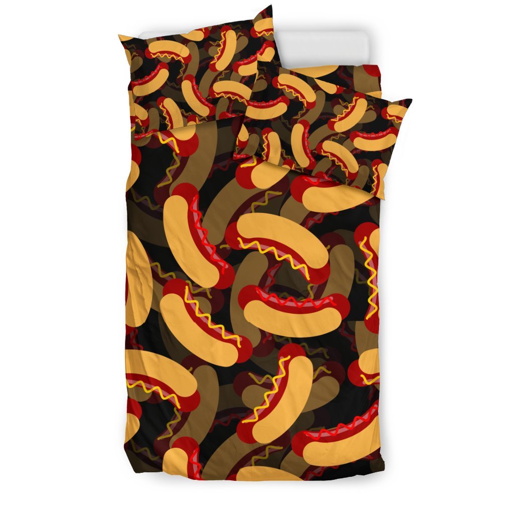 Black Hot Dog Pattern Print Duvet Cover Bedding Set-grizzshop