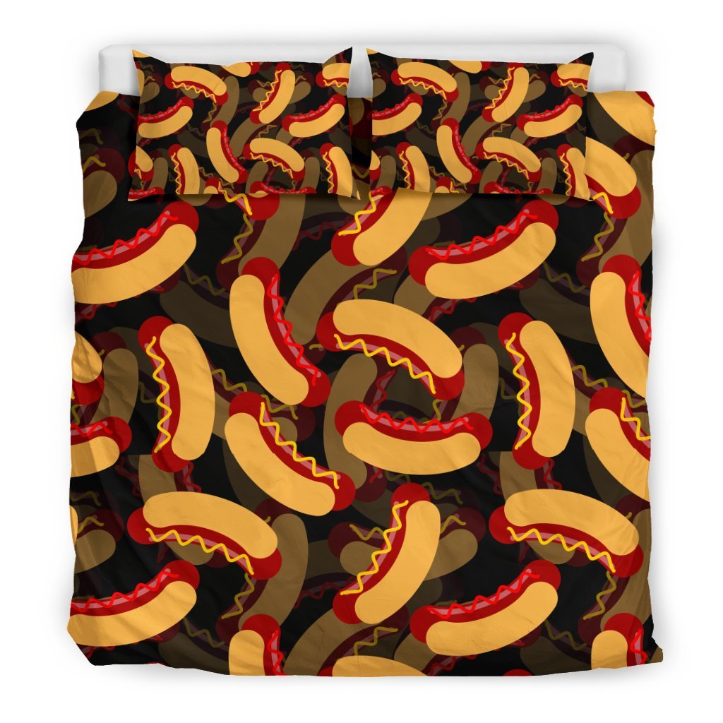 Black Hot Dog Pattern Print Duvet Cover Bedding Set-grizzshop