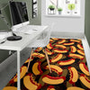 Black Hot Dog Pattern Print Floor Mat-grizzshop