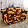 Black Hot Dog Pattern Print Loveseat Cover-grizzshop