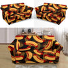 Black Hot Dog Pattern Print Loveseat Cover-grizzshop