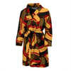 Black Hot Dog Pattern Print Men Long Robe-grizzshop