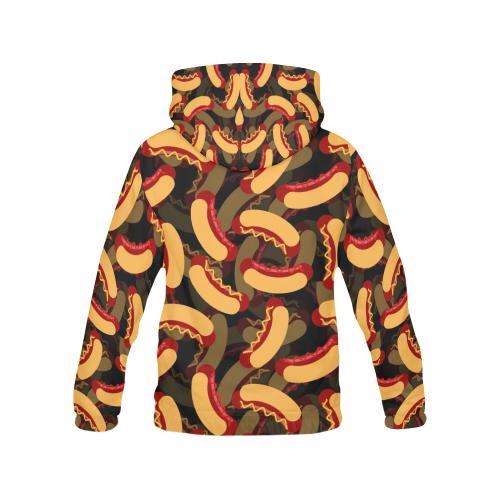 Black Hot Dog Pattern Print Men Pullover Hoodie-grizzshop