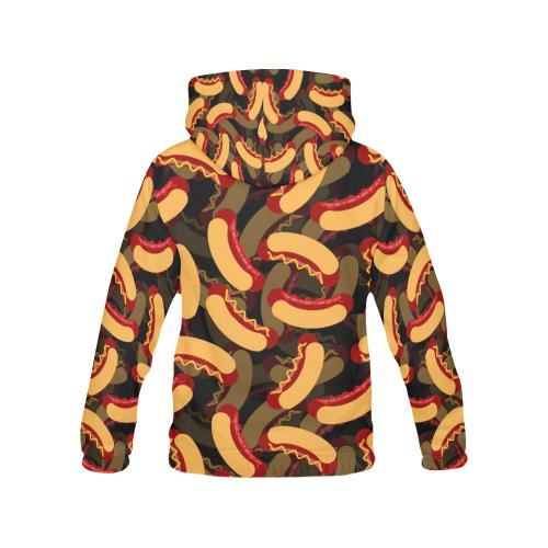 Black Hot Dog Pattern Print Women Pullover Hoodie-grizzshop