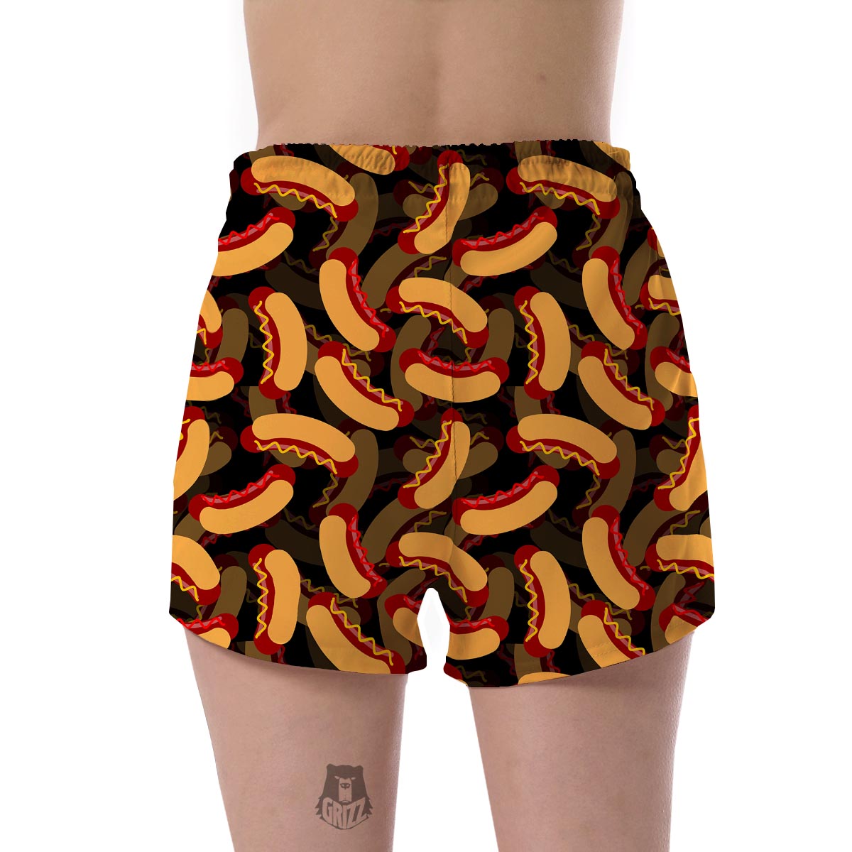 Black Hot Dog Pattern Print Women's Shorts-grizzshop
