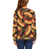 Black Hot Dog Pattern Print Women's Sweatshirt-grizzshop