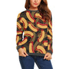 Black Hot Dog Pattern Print Women's Sweatshirt-grizzshop