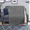 Black Houndstooth Print Blanket-grizzshop