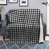 Black Houndstooth Print Blanket-grizzshop