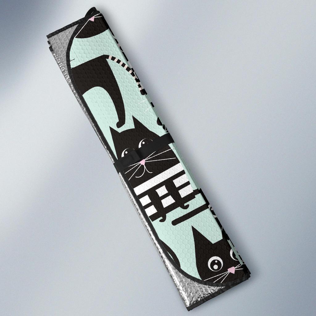 Black Kitten Cat Pattern Print Car Sun Shade-grizzshop