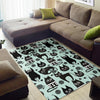 Black Kitten Cat Pattern Print Floor Mat-grizzshop