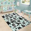 Black Kitten Cat Pattern Print Floor Mat-grizzshop