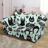 Black Kitten Cat Pattern Print Loveseat Cover-grizzshop